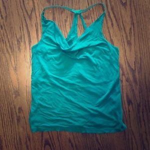 Cowl neck tank top with racer back / key hole back